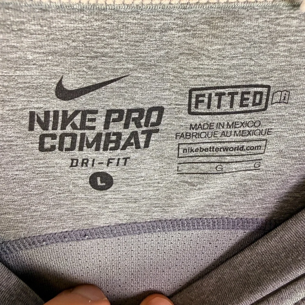 Nike Pro Combat Shirt Mens Large Gray Dri-Fit Fitted Athletic Training‎ MMA